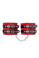 Красно-черные мягкие оковы с двумя ремешками с люверсами 523611