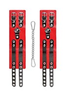 Красно-черные мягкие оковы с двумя ремешками с люверсами 523611