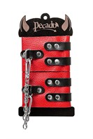 Красно-черные мягкие оковы с двумя ремешками с люверсами 523611