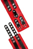 Красно-черные мягкие оковы с двумя ремешками с люверсами 523611