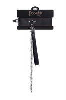 Кожаный двухслойный ошейник с красной строчкой и поводком 523629