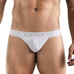 Белые перфорированные трусы-джоки Clever Ambar Jockstrap 524081 - фото 851195