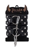 Черные кожаные оковы с двумя ремешками 524450 Черные кожаные оковы с двумя ремешками 524450