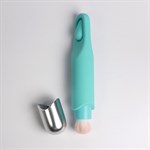 Бирюзовая многофункциональная вибропуля с щеточкой 524954