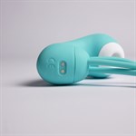 Бирюзовый вакуумный стимулятор клитора с вагинальными виброшариками 524964