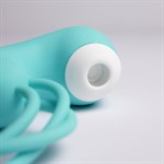 Бирюзовый вакуумный стимулятор клитора с вагинальными виброшариками 524964