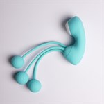 Бирюзовый вакуумный стимулятор клитора с вагинальными виброшариками 524964