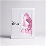 Розовый вакуумный стимулятор клитора с вагинальными виброшариками 524965