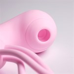Розовый вакуумный стимулятор клитора с вагинальными виброшариками 524965