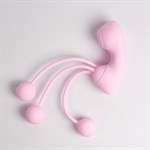 Розовый вакуумный стимулятор клитора с вагинальными виброшариками 524965