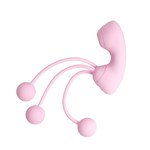 Розовый вакуумный стимулятор клитора с вагинальными виброшариками 524965 - фото 852819
