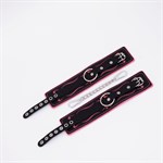 Черно-розовые кожаные оковы с розовой строчкой 524967