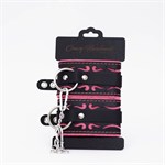 Черно-розовые кожаные оковы с розовой строчкой 524967