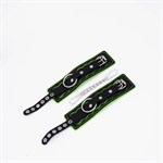 Черно-зеленые кожаные наручники с зеленой строчкой 524971