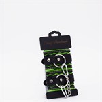 Черно-зеленые кожаные наручники с зеленой строчкой 524971