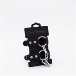 Черные кожаные наручники с кольцом 524984