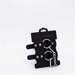 Черные кожаные оковы с кольцом 524985