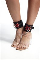 Черные кожаные оковы с красным декором и строчкой 524993