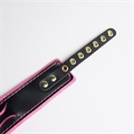 Черно-розовый ошейник с золотистой фурнитурой 525387