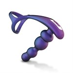 Фиолетовое эрекционное виброкольцо с анальной ёлочкой Stellar Force 525526