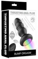 Черная анальная вибропробка с фрикционным механизмом и LED-подсветкой - 12,5 см. 526998