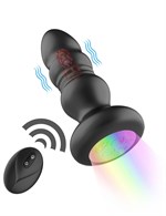 Черная анальная вибропробка с фрикционным механизмом и LED-подсветкой - 12,5 см. 526998 - фото 865777