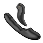 Черный вибратор с возвратно-поступательными движениями и вакуумом Fatima - 19,2 см. 527126