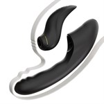 Черный вибратор с возвратно-поступательными движениями и вакуумом Fatima - 19,2 см. 527126