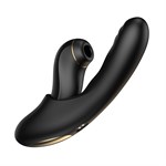 Черный вибратор с возвратно-поступательными движениями и вакуумом Fatima - 19,2 см. 527126