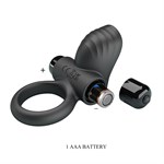 Черное эрекционное кольцо с вибрацией Adrien 527692