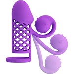 Фиолетовая вибронасадка с клиторальным отростком Harden 527697