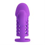 Фиолетовая вибронасадка с клиторальным отростком Harden 527697