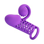 Фиолетовая вибронасадка с клиторальным отростком Harden 527697