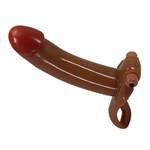 Мужской полый страпон с насадкой цвета карамели Bradden - 17,1 см. 527710