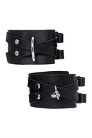 Черные кожаные оковы с двумя перекрёстными ремешками 527785 Черные кожаные оковы с двумя перекрёстными ремешками 527785