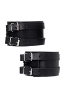 Черные кожаные оковы с двумя перекрёстными ремешками 527785 Черные кожаные оковы с двумя перекрёстными ремешками 527785