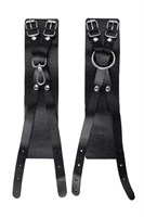 Черные кожаные оковы с двумя перекрёстными ремешками 527785 Черные кожаные оковы с двумя перекрёстными ремешками 527785