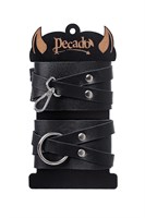 Черные кожаные оковы с двумя перекрёстными ремешками 527785 Черные кожаные оковы с двумя перекрёстными ремешками 527785