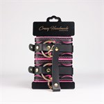 Черные кожаные оковы с розовой строчкой 527870