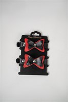 Черно-красные кожаные наручники с бантиками 528481