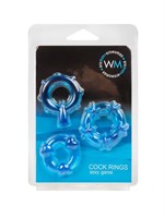 Набор из 3 синих эрекционных колец с различным рельефом 528828