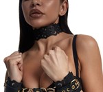 Черный ажурный чокер с золотистой фурнитурой 528835 Черный ажурный чокер с золотистой фурнитурой 528835