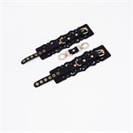 Черные кожаные наручники с узорами и золотистой фурнитурой 528838 Черные кожаные наручники с узорами и золотистой фурнитурой 528838