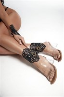 Черный фигурные оковы с золотистой фурнитурой 528843 Черный фигурные оковы с золотистой фурнитурой 528843