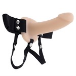 Телесный полый страпон с черными эластичными ремешками Our First Hollow Strap On 529132 Телесный полый страпон с черными эластичными ремешками Our First Hollow Strap On 529132