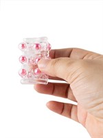 Прозрачная сквозная насадка на пенис с цветными шариками 529331 Прозрачная сквозная насадка на пенис с цветными шариками 529331