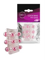 Прозрачная сквозная насадка на пенис с цветными шариками 529331 Прозрачная сквозная насадка на пенис с цветными шариками 529331