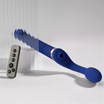 Синий безремневой страпон Multi Orgasm Bendable Strap-On size XL с клиторальной стимуляцией 529474