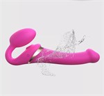 Ярко-розовый безремневой страпон Multi Orgasm Bendable Strap-On size XL с клиторальной стимуляцией 529476