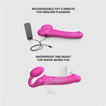 Ярко-розовый безремневой страпон Strap-on-me Vibrating Bendable Strap-On size XL 529485